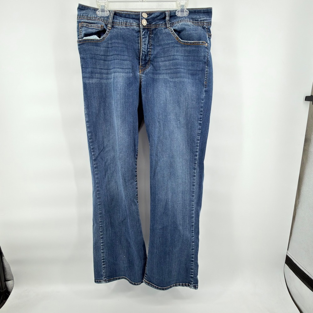 Angels Forever Young Jeans Womens 16 Blue Bootcut Embroidered Pockets Stretch